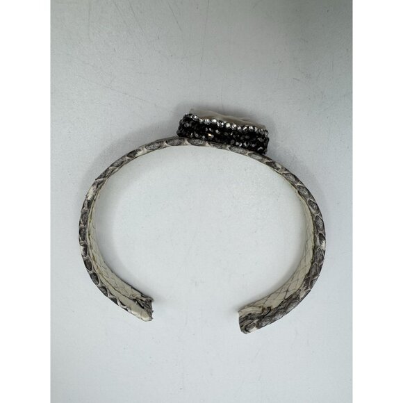 Snake Skin Baroque Pearl Marcasite Thin Cuff Bracelet Pretty Bracelet For Ladies - Picture 10 of 10